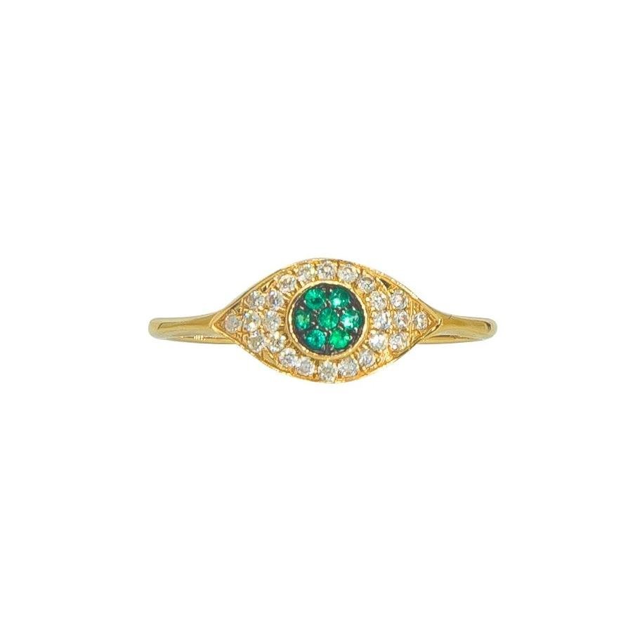 Sapphire or Peridot Evil Eye Ring | 14K Gold | Pave Diamonds - Lexie Jordan Jewelry