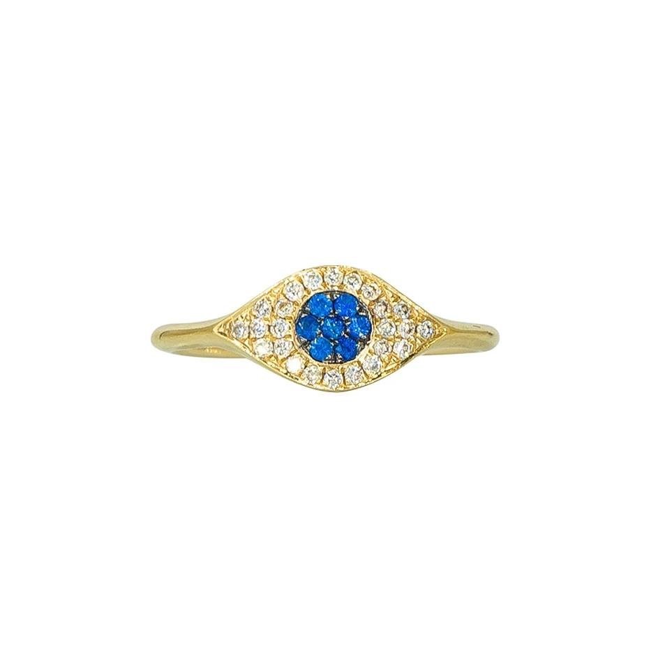 Sapphire or Peridot Evil Eye Ring | 14K Gold | Pave Diamonds - Lexie Jordan Jewelry