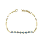 Semiprecious pear shaped bezel Paperclip Bracelet - Lexie Jordan Jewelry