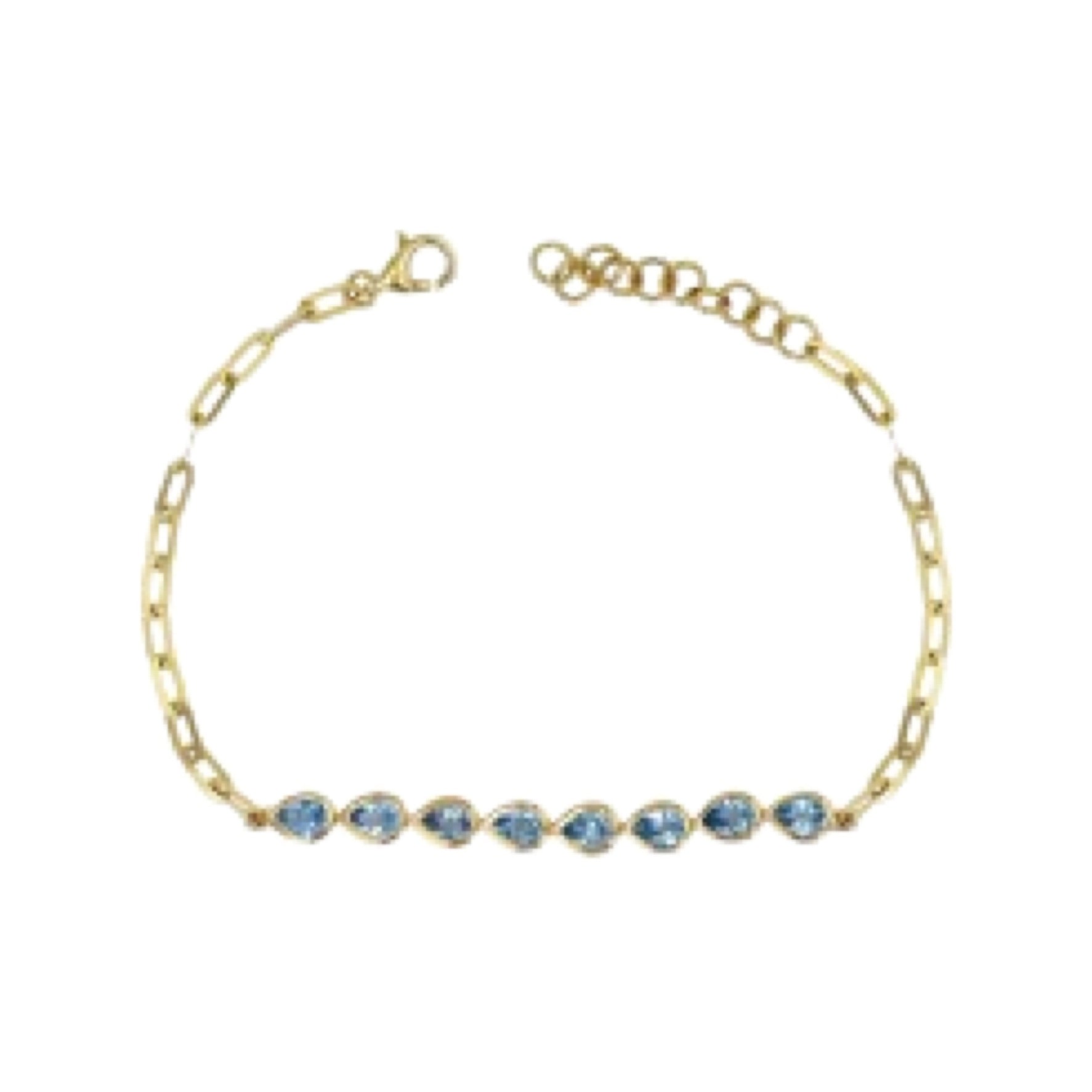 Semiprecious pear shaped bezel Paperclip Bracelet - Lexie Jordan Jewelry