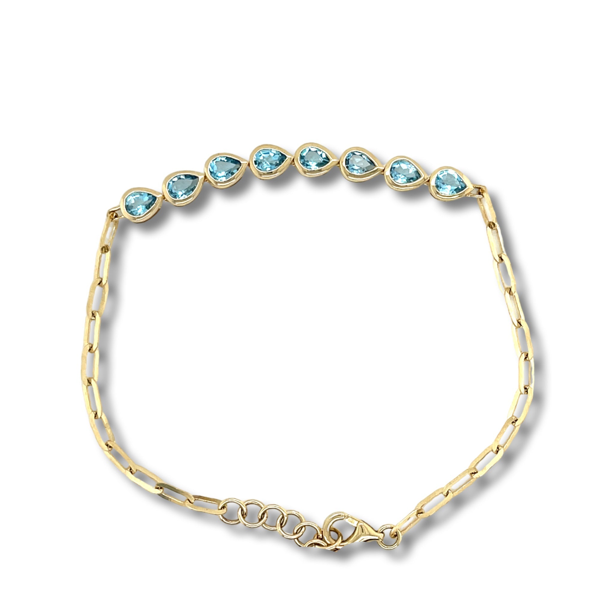 Semiprecious pear shaped bezel Paperclip Bracelet - Lexie Jordan Jewelry