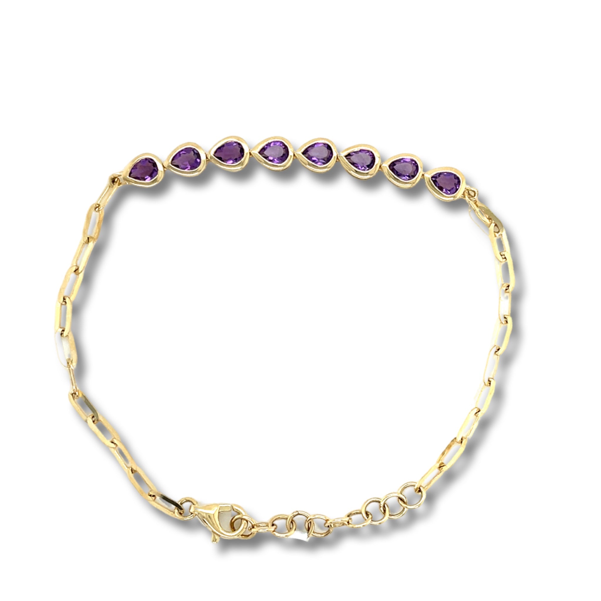 Semiprecious pear shaped bezel Paperclip Bracelet - Lexie Jordan Jewelry