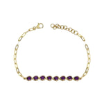 Semiprecious pear shaped bezel Paperclip Bracelet - Lexie Jordan Jewelry