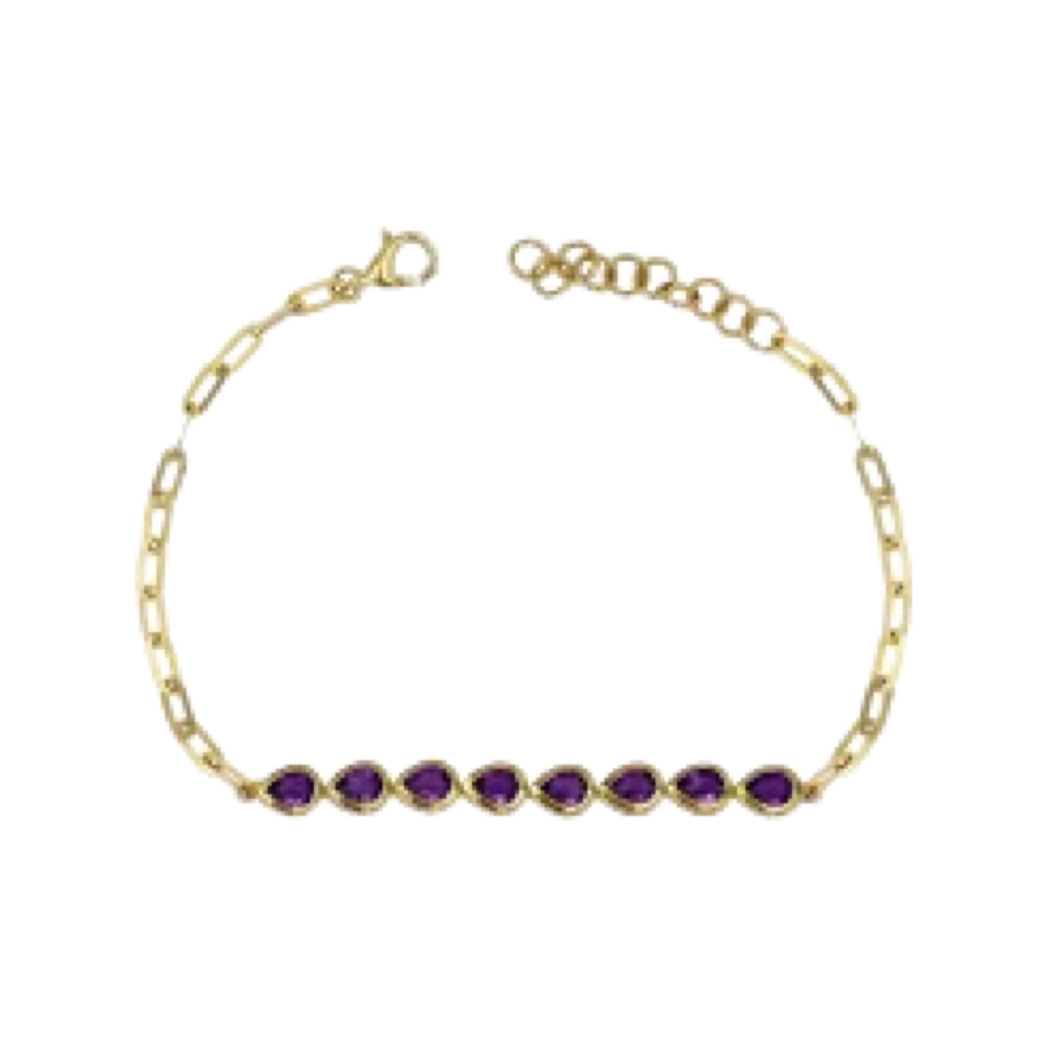 Semiprecious pear shaped bezel Paperclip Bracelet - Lexie Jordan Jewelry