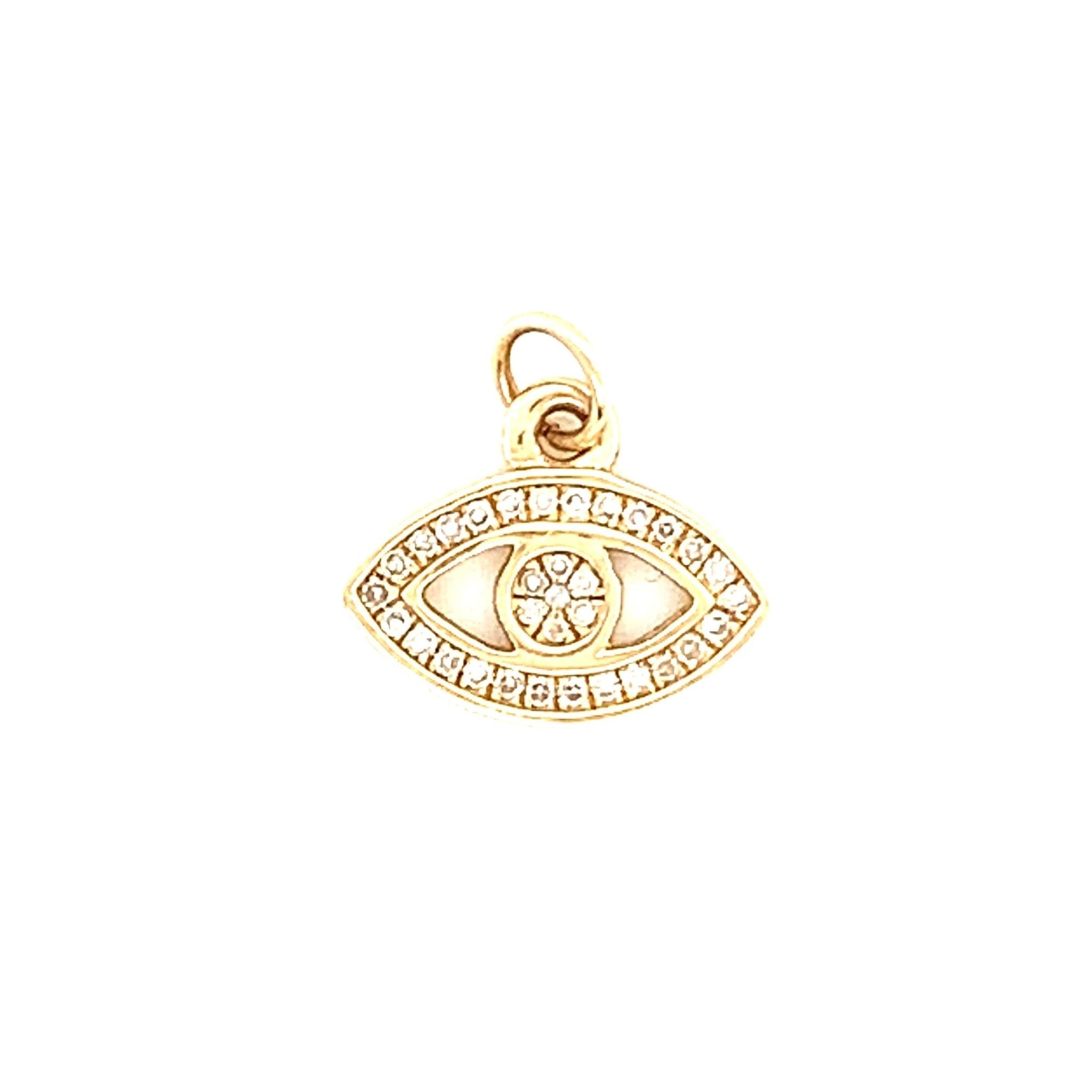 Small 14K Gold Diamond Evil Eye Charm - Lexie Jordan Jewelry
