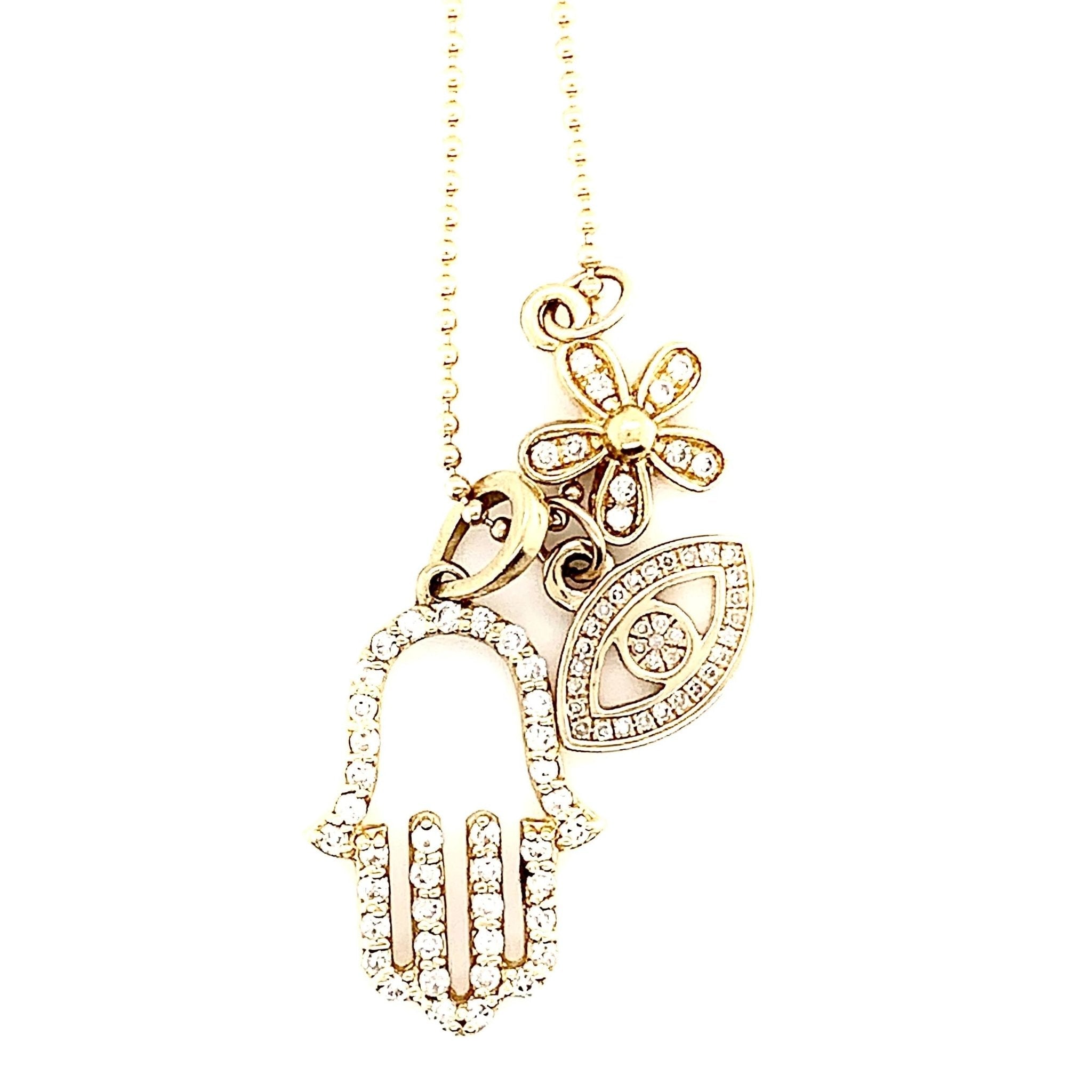 Small 14K Gold Diamond Evil Eye Charm - Lexie Jordan Jewelry