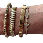 Solid Gold Pyramid Spike Bangle - Lexie Jordan Jewelry