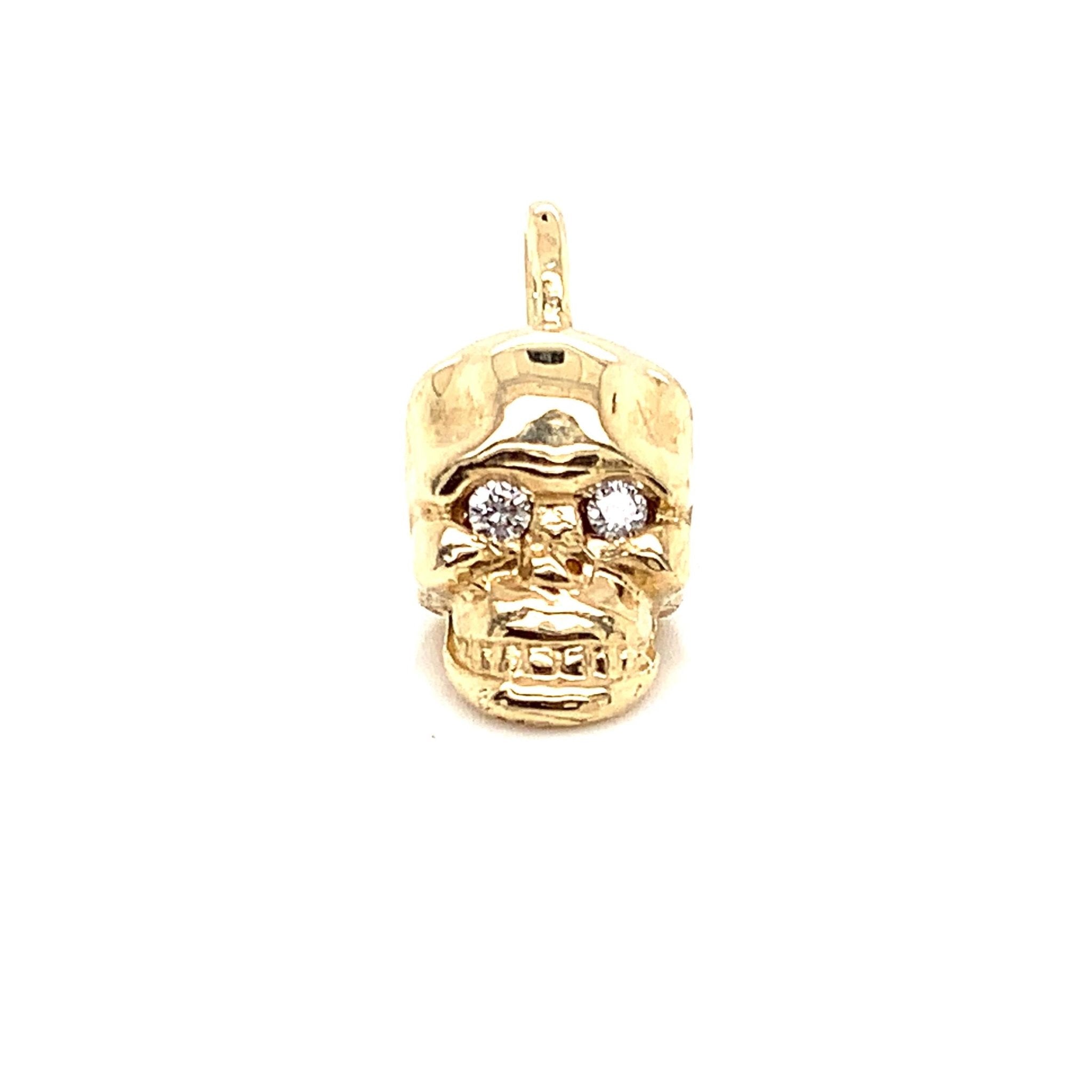 Solid Gold Skull Charm with Diamond Eyes - Lexie Jordan Jewelry