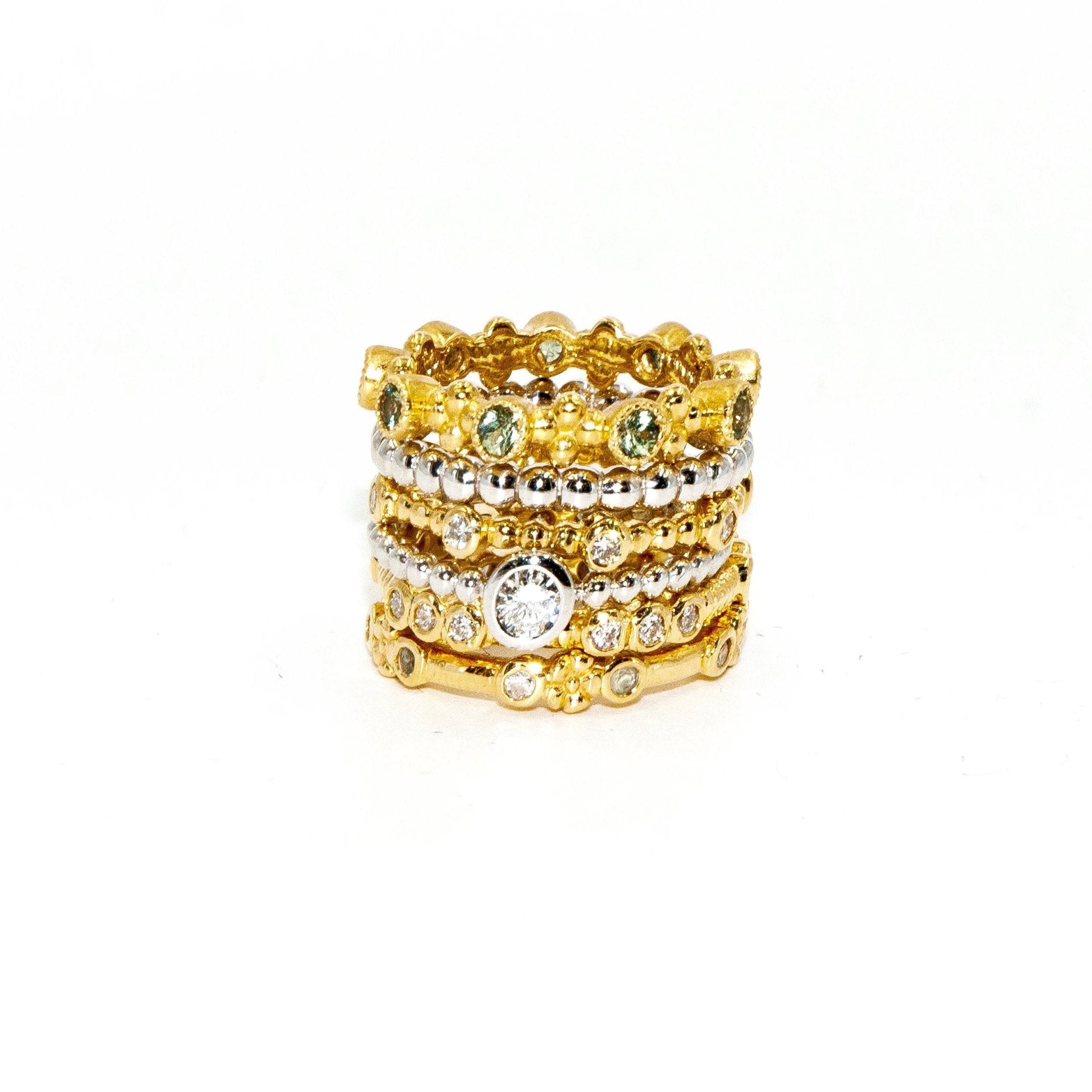 Stackable Diamond Ring | 18K Gold | Beaded Band - Lexie Jordan Jewelry