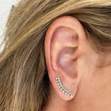 Turquoise diamond ear climber - Lexie Jordan Jewelry